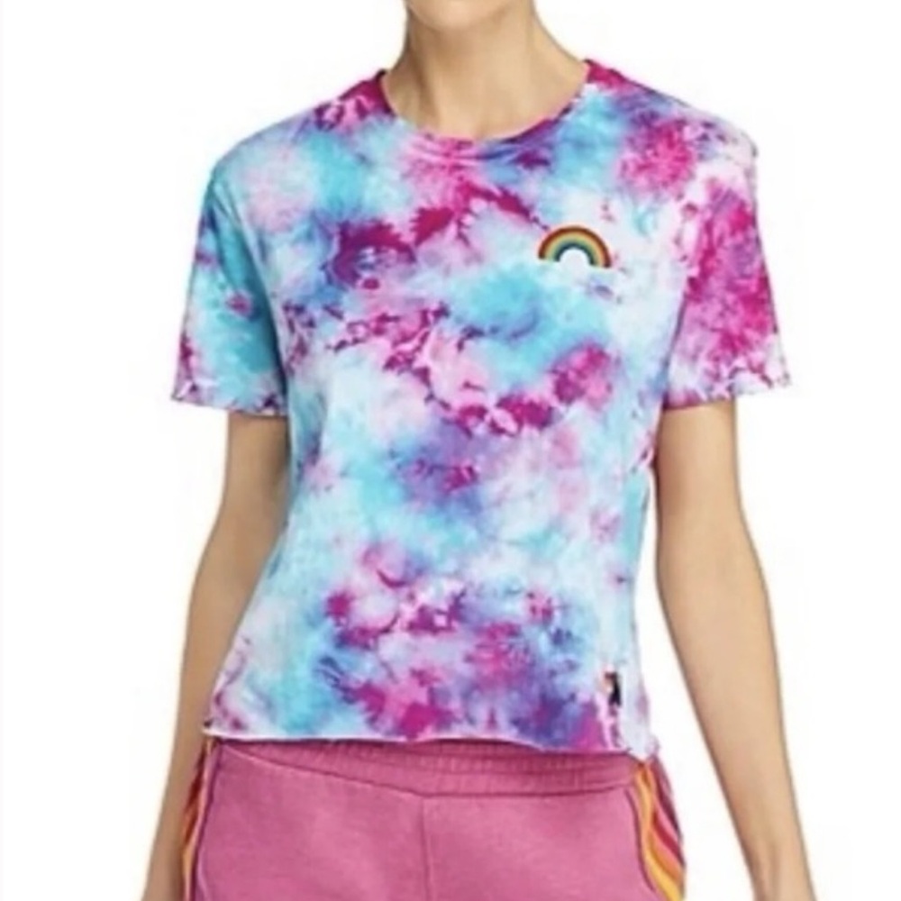 AVIATOR BATION BLUE PINK WHITE TIE DYE RAINBOW TEE SHIRT - Picture 8 of 9